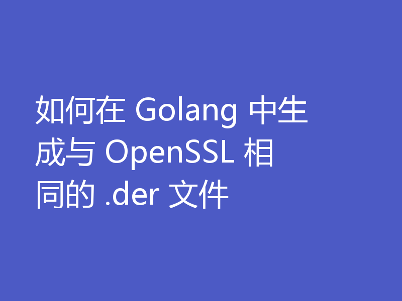 如何在 Golang 中生成与 OpenSSL 相同的 .der 文件