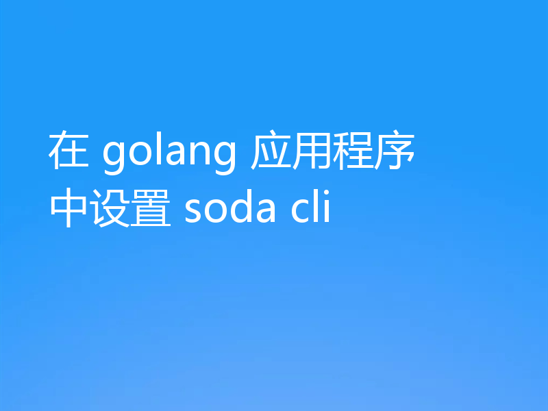 在 golang 应用程序中设置 soda cli