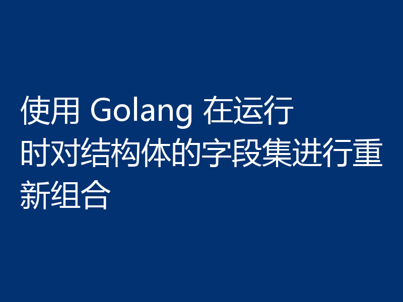 使用 Golang 在运行时对结构体的字段集进行重新组合