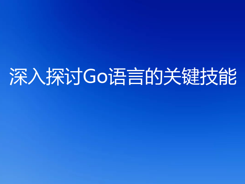 深入探讨Go语言的关键技能