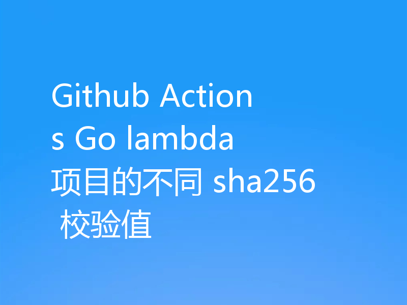 Github Actions Go lambda 项目的不同 sha256 校验值