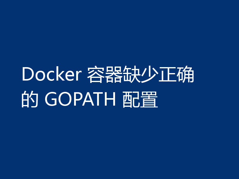Docker 容器缺少正确的 GOPATH 配置