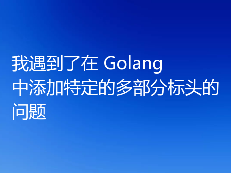 我遇到了在 Golang 中添加特定的多部分标头的问题
