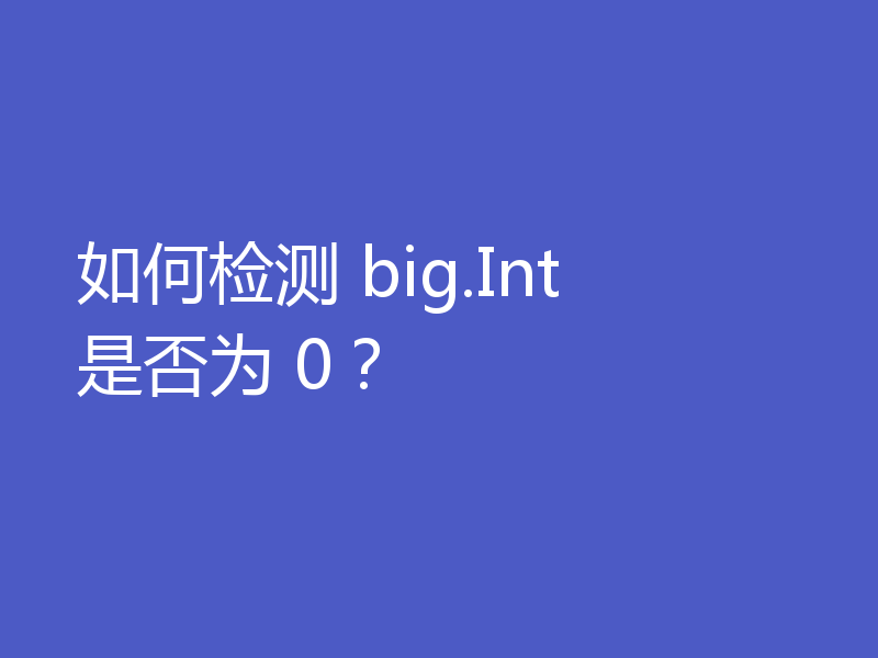 如何检测 big.Int 是否为 0？