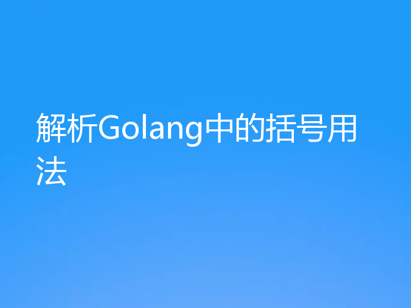 解析Golang中的括号用法