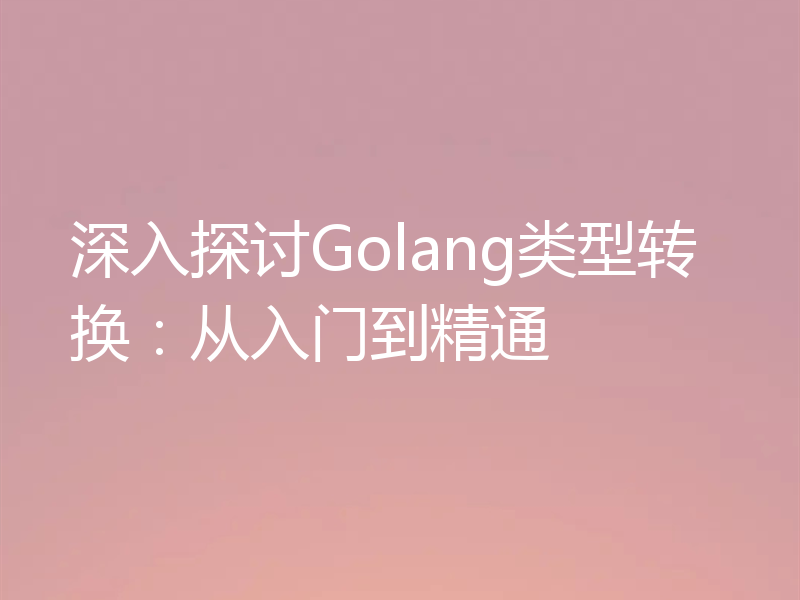 深入探讨Golang类型转换：从入门到精通