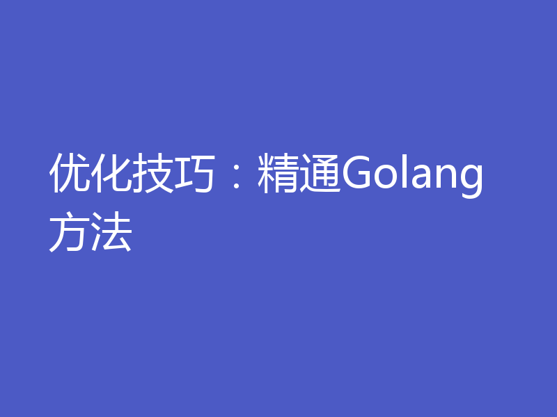 优化技巧：精通Golang方法