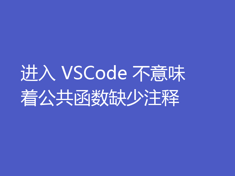 进入 VSCode 不意味着公共函数缺少注释