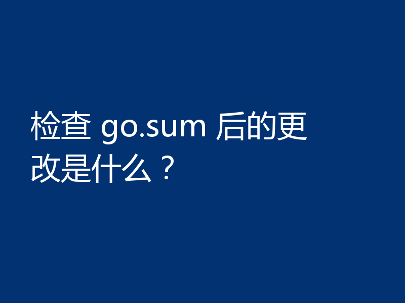 检查 go.sum 后的更改是什么？
