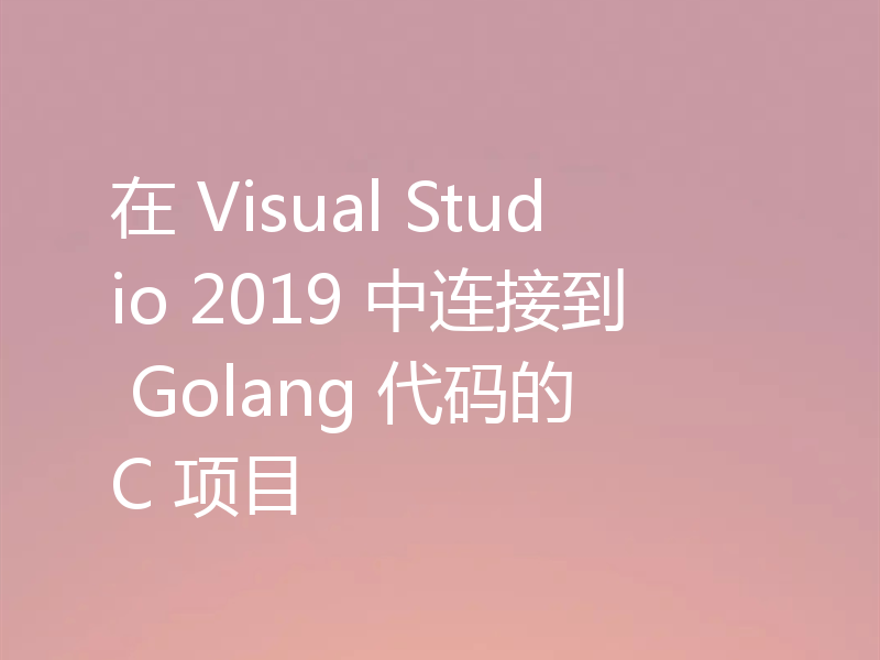 在 Visual Studio 2019 中连接到 Golang 代码的 C 项目