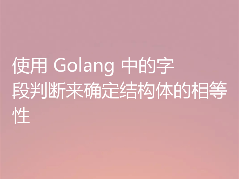 使用 Golang 中的字段判断来确定结构体的相等性