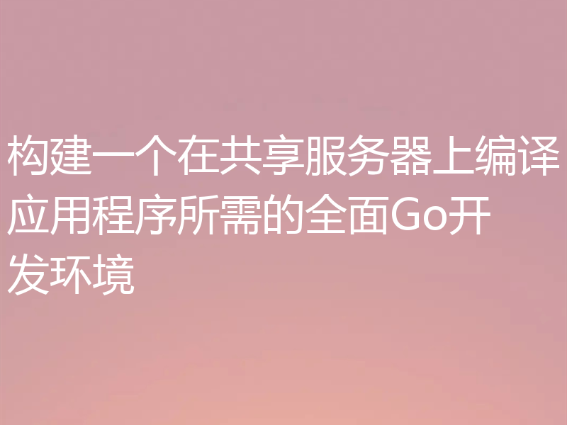 构建一个在共享服务器上编译应用程序所需的全面Go开发环境