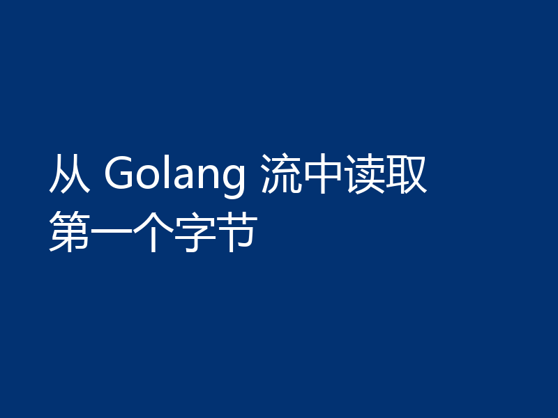 从 Golang 流中读取第一个字节