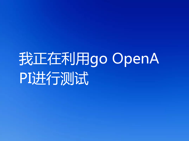 我正在利用go OpenAPI进行测试
