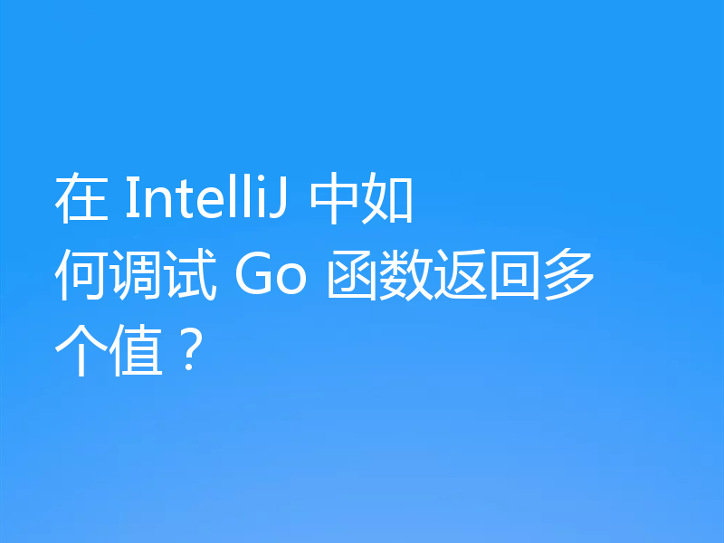 在 IntelliJ 中如何调试 Go 函数返回多个值？