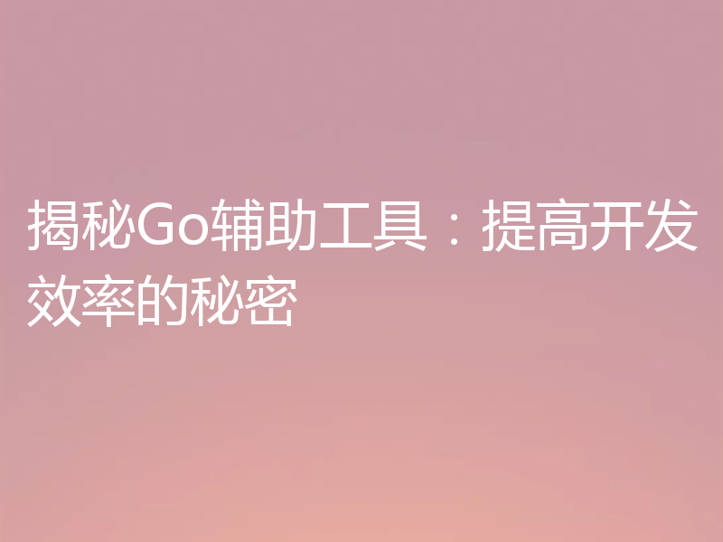 揭秘Go辅助工具：提高开发效率的秘密