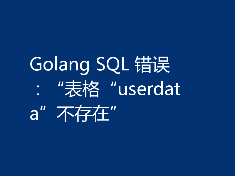Golang SQL 错误：“表格“userdata”不存在”