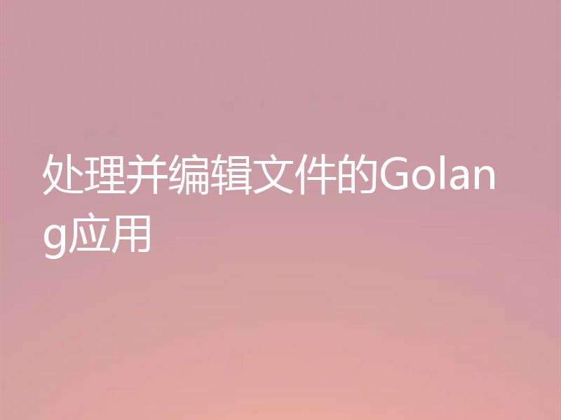 处理并编辑文件的Golang应用