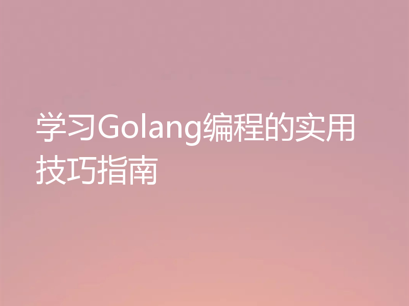 学习Golang编程的实用技巧指南