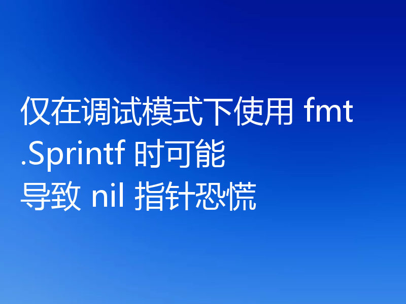仅在调试模式下使用 fmt.Sprintf 时可能导致 nil 指针恐慌