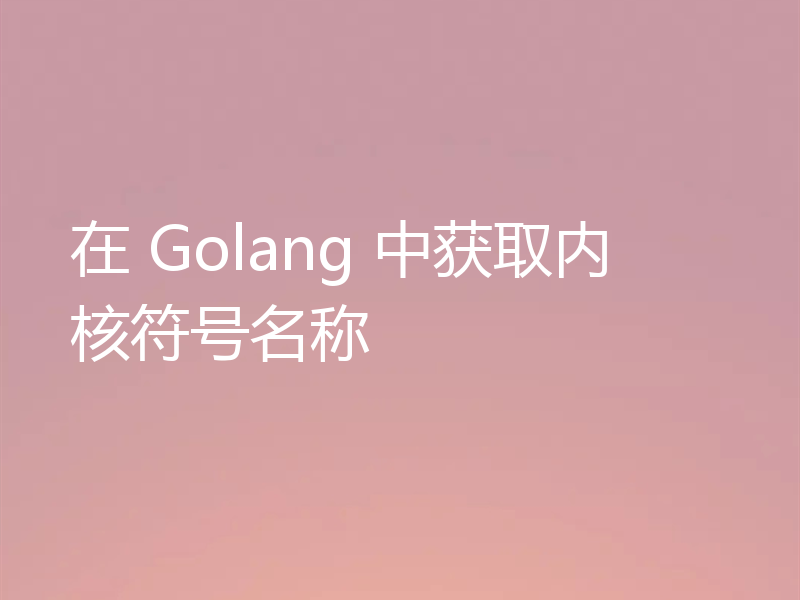 在 Golang 中获取内核符号名称