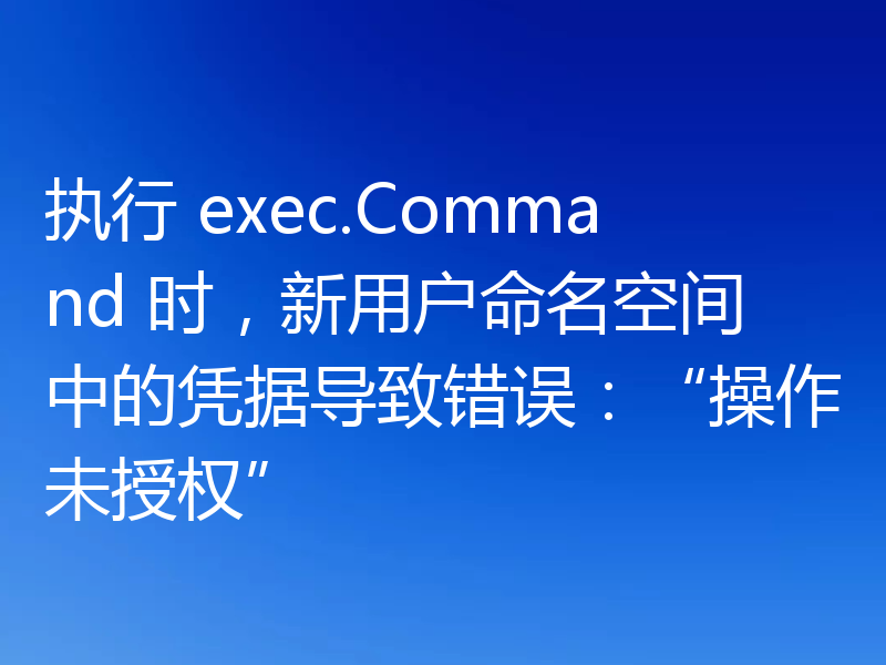 执行 exec.Command 时，新用户命名空间中的凭据导致错误：“操作未授权”