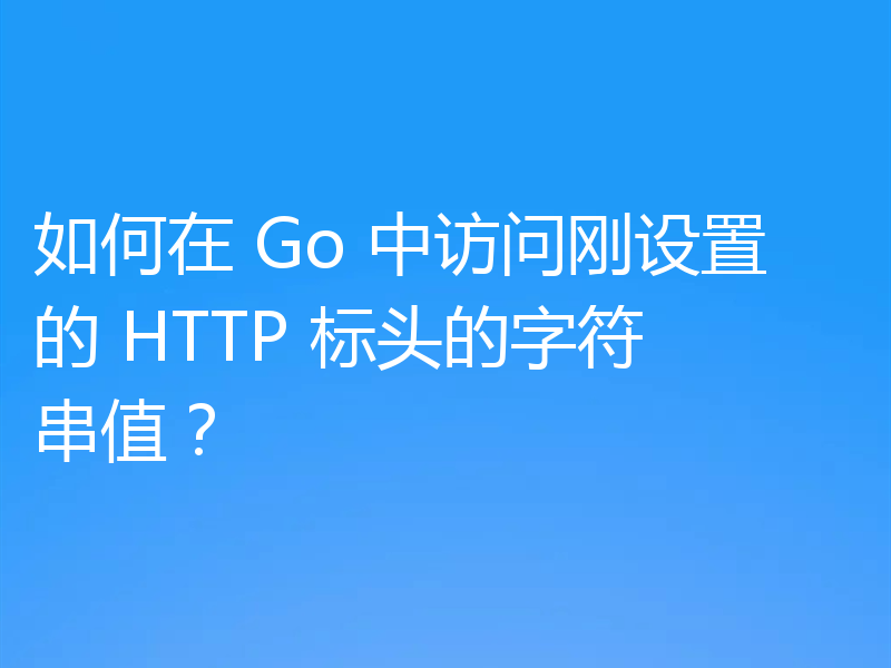 如何在 Go 中访问刚设置的 HTTP 标头的字符串值？