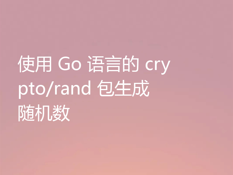 使用 Go 语言的 crypto/rand 包生成随机数