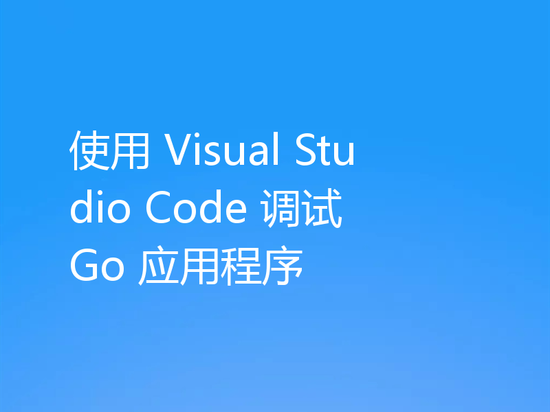 使用 Visual Studio Code 调试 Go 应用程序