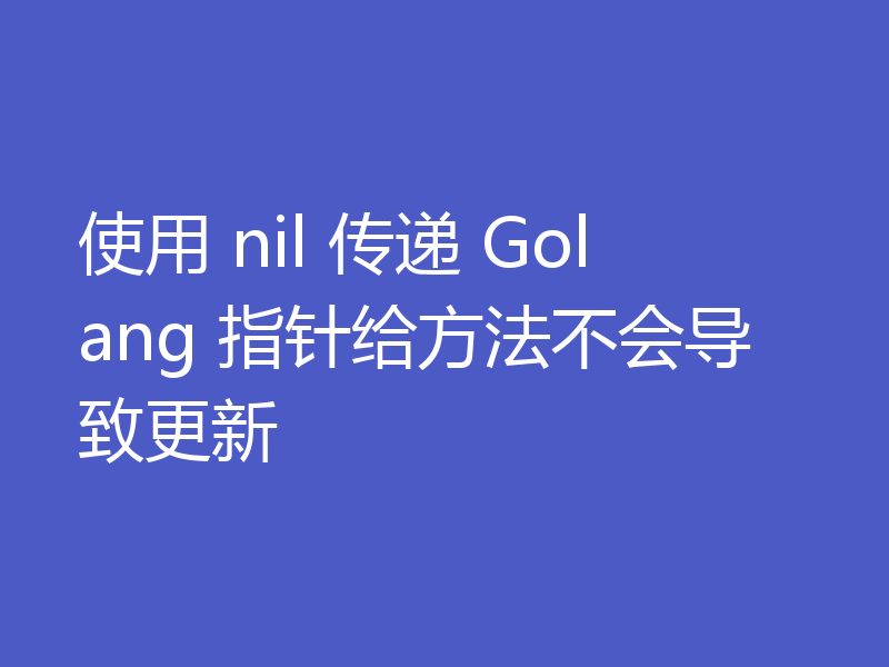 使用 nil 传递 Golang 指针给方法不会导致更新