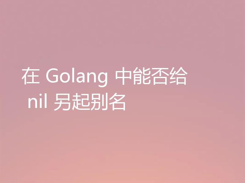 在 Golang 中能否给 nil 另起别名