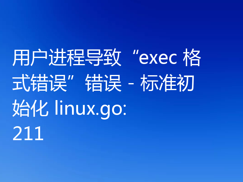 用户进程导致“exec 格式错误”错误 - 标准初始化 linux.go:211