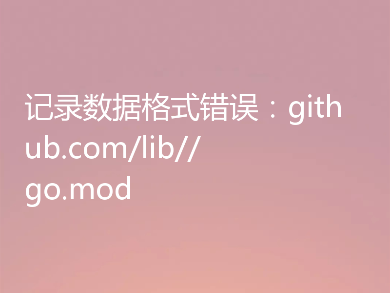 记录数据格式错误：github.com/lib//go.mod