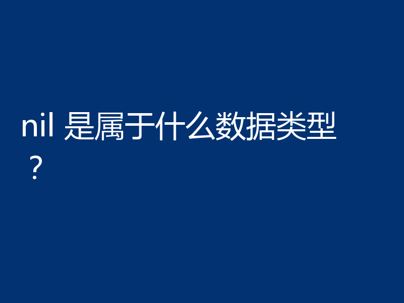 nil 是属于什么数据类型？