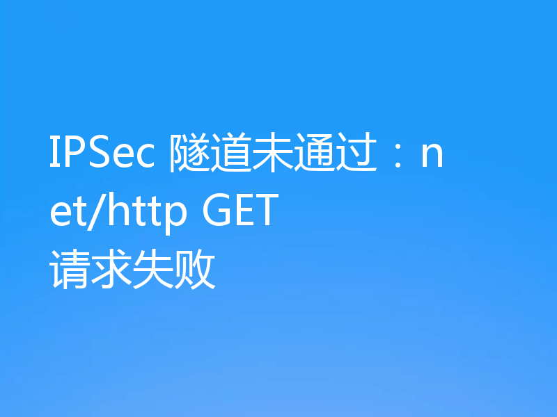 IPSec 隧道未通过：net/http GET 请求失败