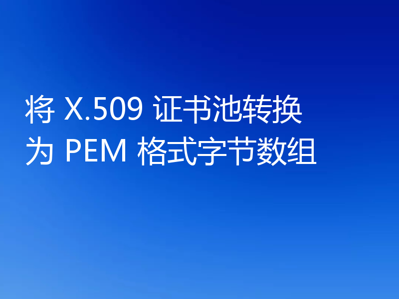 将 X.509 证书池转换为 PEM 格式字节数组