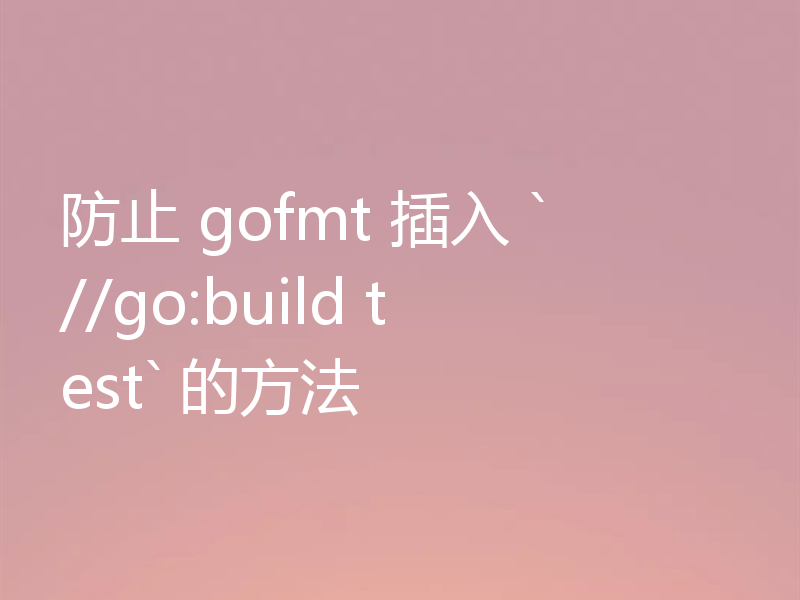 防止 gofmt 插入 `//go:build test` 的方法