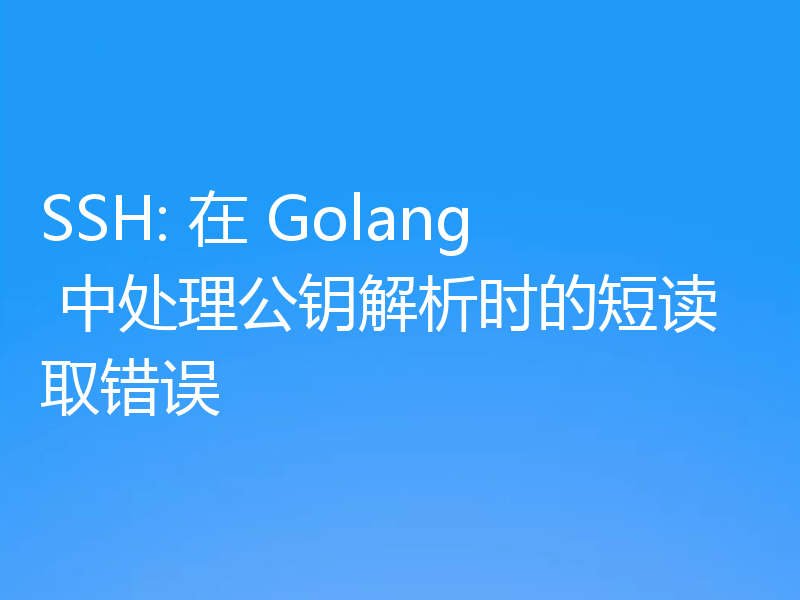 SSH: 在 Golang 中处理公钥解析时的短读取错误