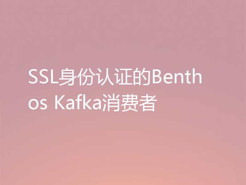 SSL身份认证的Benthos Kafka消费者