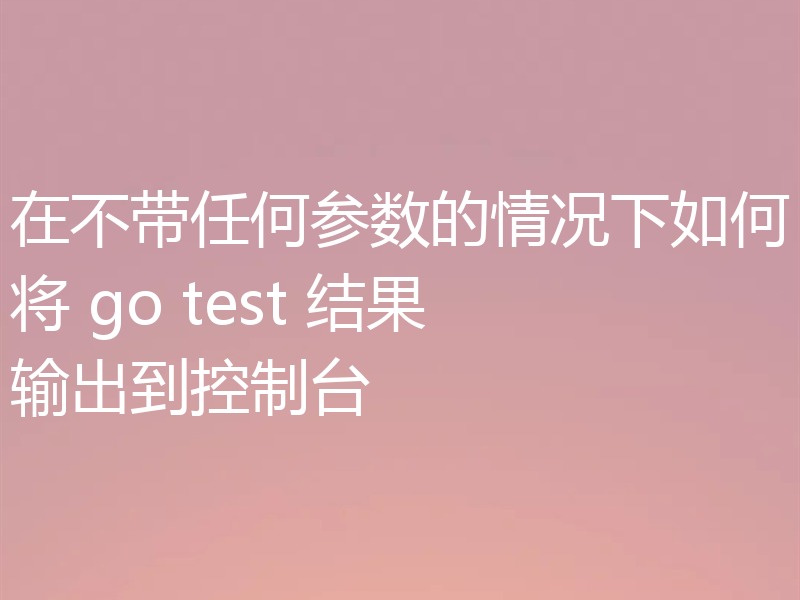 在不带任何参数的情况下如何将 go test 结果输出到控制台