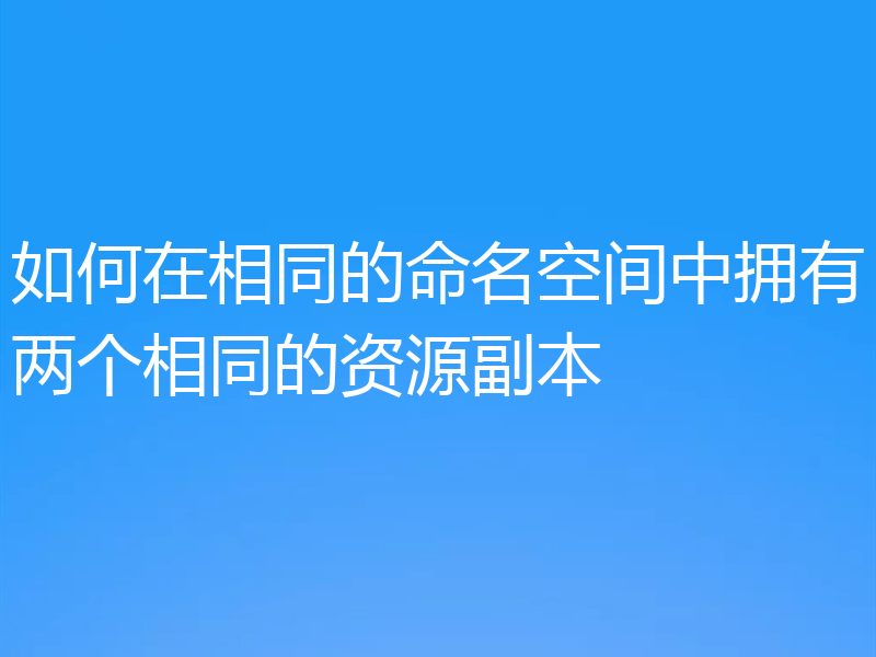 如何在相同的命名空间中拥有两个相同的资源副本
