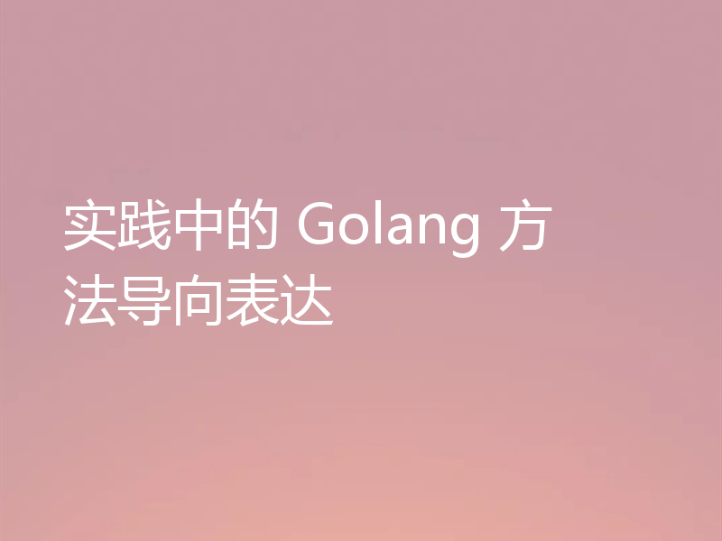 实践中的 Golang 方法导向表达