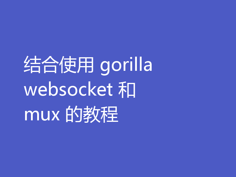 结合使用 gorilla websocket 和 mux 的教程