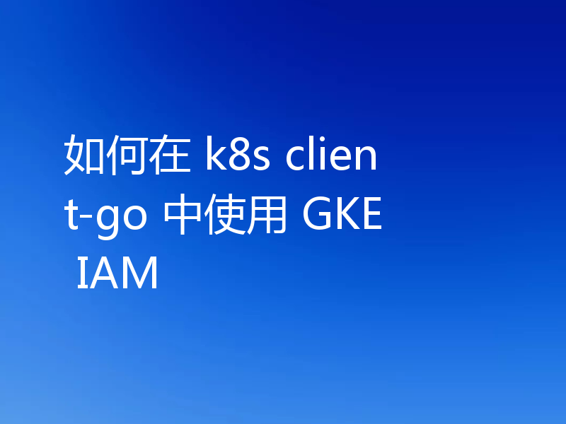 如何在 k8s client-go 中使用 GKE IAM