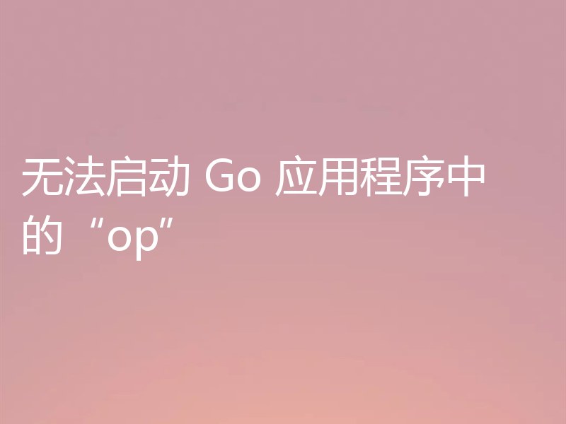 无法启动 Go 应用程序中的“op”