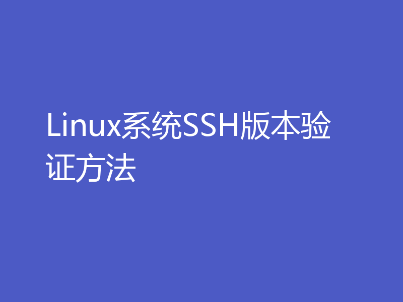 Linux系统SSH版本验证方法