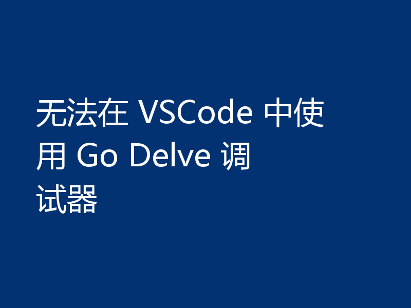 无法在 VSCode 中使用 Go Delve 调试器