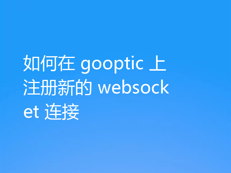 如何在 gooptic 上注册新的 websocket 连接