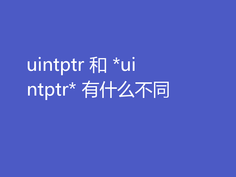 uintptr 和 *uintptr* 有什么不同