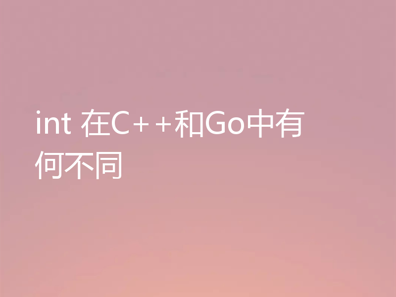 int 在C++和Go中有何不同